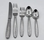 Ralph Lauren Flatware 5-PIECE Place Setting Basketweave Stainless Equestrian Vtg. Fixed Price $500.00.