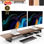 Kivy Dual Monitor Riser With Integrated Metal Shelf - Wooden Desk Walnut. Fixed Price $223.98.
