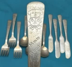12 Pcs Campbells "mmm Good" Silverplated 4 Each Forks Spoons Knives By Oneida. Fixed Price $60.00.