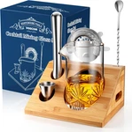 Cocktail Mixing Glass, 6 Piece Crystal Bartender Set With Bamb. Fixed Price $48.60.