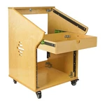 Sound Town 8U Wood Studio Rack W/ 11U Mix Top, 2U Drawer Golden Oak (SDRK-M11X8). Fixed Price $327.24.
