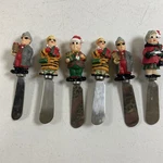 Boston Warehouse Holiday Folk Cheese Spreaders 1999 Vintage 6PC. Fixed Price $8.09.