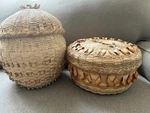 Two Native American Curly Baskets With Lids. Fixed Price $110.00.