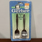 Gerber Mealtime Fork And Spoon Set 1991 Floral Rose Flowers Nos. Fixed Price $21.99.
