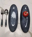 Lot Of 4 Simply Designz Aluminum Silver Glittery Tray 16.5". Fixed Price $89.55.
