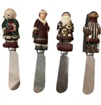 (4) Boston Warehouse Christmas Cheese Knives Spreaders Snowman Santa Bear. Fixed Price $8.49.