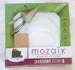 Sabert Mozaik 8 Piece Dessert Serving Set White And Silver Color. Fixed Price $14.99.