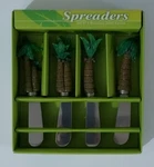 Set Of 4 Supreme Housewares Cheese Spreaders Stainless Steel Knives W/palm Trees. Fixed Price $5.99.