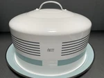 Retro Jamie Oliver Metal Enamel Cake Server/carrier Lid With Handle Blue White. Fixed Price $17.00.