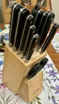 Cooks Knife Block Set 11-SLOT Wood Stainless Steel Knives Scissors Black Brown. Fixed Price $44.87.