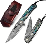 Vnla Handmade Japan Damascus Steel Pocket KNIFE,3.39IN VG10 Blade Men Wom.... Fixed Price $93.34.