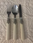 Italy 18/10 Inox Stainless Ivory White Napoleon Style Knife Spoon Fork Read. Fixed Price $18.00.