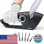 Longzon 6-IN-1 Knife Sharpener 5 Stage Cut-resistant Glove Manual Kitchen Tool. Fixed Price $31.22.
