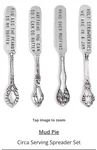 Set 4/ Mud Pie Metal Stamped Breakfast/brunch Spreader Knives Various Sayings Ec. Fixed Price $24.22.