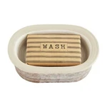 Mud Pie Home Farmhouse Bath Kitchen Bar Stoneware Hand Soap Dish Set. Fixed Price $24.99.
