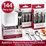 Mozaik 144PC Mini Disposable Plates Forks Spoons Appetizer Set Tasting Catering. Fixed Price $15.99.