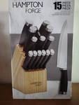 Skandia Hampton Forge Knife Block Set, 15 Piece, Black, New In Box. Fixed Price $47.00.
