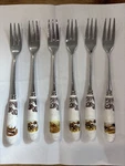 Spode Woodland Game Birds Ducks Pastry Forks, Set Of 6. Fixed Price $24.88.