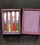 Vintage Pottery Barn Beaded Handle Spreaders With Storage Box Set Of 4. Fixed Price $12.99.