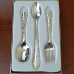 1881 Rogers 1959 Flirtation Baby Silverplate Flatware Utensils Set Monogram. Fixed Price $24.00.