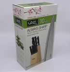 Ginsu Essential Series 10-PIECE Knife Block Set, Serrated Stainless Steel. Fixed Price $45.00.
