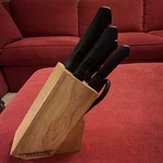 Farberware Knife Block Set Brown Wood 5 Knives Kitchen Shears Stainless Steel. Fixed Price $69.49.