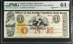 South Carolina Railroad Charleston Sc $1 1840S-70S Remainder Pmg 64 Epq. Fixed Price $295.00.