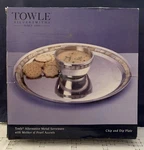 Towle Silversmiths Chip & Dip Plates Alternative Metal Mother Of Pearl Accent. Fixed Price $14.00.