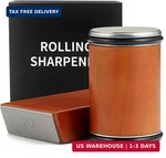 Rolling Knife Sharpener Kit - Premium Solid Wood With Magnetic Angle Base & 2 Di. Fixed Price $14.99.