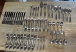 66 Pcs Oneida Community Stainless Paul Revere Forks, Spoons, Knives, Serving. Fixed Price $191.25.