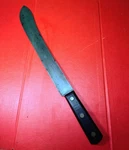 Vtg German Made F. Dick Butcher/scimitar Carbon Steel Knife. 15" Blade 19" Total. Fixed Price $125.00.