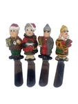 Boston Warehouse Cheese Spreader Festive Holiday Folk Art Set Of 4 Old People. Fixed Price $12.99.