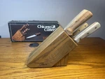 Vintage Chicago Cutlery SSB5 Walnut Tradition 5PC Knife Block Set Usa. Fixed Price $49.99.