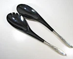 Towle Rose Solitaire Salad Servers Sterling Hh And Plastic Pair 12". Fixed Price $65.00.