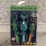 Constructive Eating Dinosaur Kids Utensil Set Fork, Spoon & Pusher New Sealed. Fixed Price $22.99.