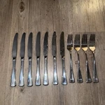Gorham Sabrina Stainless Steel Flatware 4 Dinner Forks 7 Knives Lot Minimalist. Fixed Price $59.95.
