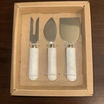 Crate & Barrel 3 Pc Cheese Knife Set Marble Handle Stainless Steel - New Other. Fixed Price $32.00.