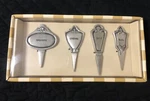 Nib Bombay Cheese Markers Set Of 4 Polished Aluminum Great Gift! Free Ship. Fixed Price $16.95.