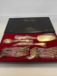 Royal Sealy Gold Plated Stainless Steel Flatware 15 Pc Dessert Set Japan Vintage. Fixed Price $30.40.