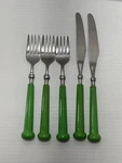 Oxford Hall 1973 Green Vintage Utensils 2 Case Knife Forks Stainless Retro. Fixed Price $18.04.