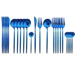 Jashii 24PC 304 Ss Mirror-polished Cutlery Flatware Set W/ Blue Handles. Fixed Price $45.80.