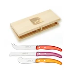 Claude Dozorme Laguiole Berlingot Cheese Knives SET-3 Mixed Pink Orange Boxed. Fixed Price $145.00.