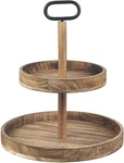 Wood Tiered Tray, Decorative 2-TIER Trays With Metal Handle. Fixed Price $15.45.