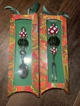 Mud Pie Holiday Glass Beaded Fork With Matching Condiment Spoon. Fixed Price $24.00.