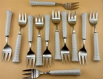 Vintage Noritake Japan Primastone White 12 Piece Forks 18-8 Flatware Set Mcm. Fixed Price $35.00.