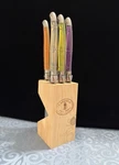Laguiole Multicolored Steak Knives Set Of 6 Jean Dubost French Cutlery Block. Fixed Price $65.00.