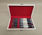Set Of 6 French Laguiole Handle Steak Knives. Fixed Price $189.00.