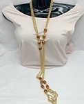 Sarah Cov Long Golden Lanterns Wild Honey Amber Brown Barrel Beads Necklace Vtg. Fixed Price $17.29.
