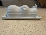 Boston Warehouse Zoology Rhino Butter Dish Porcelain White Whimsical With Lid. Fixed Price $20.00.