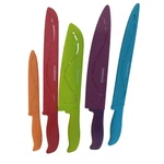 Farberware Cutlery Knife Set 5 Piece Red Orange Green Blue Purple With Sheaths. Fixed Price $29.78.